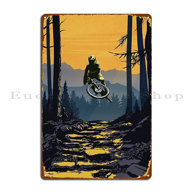Mountain Biking Europe - ป้ายโลหะสไตล์ย้อนยุคสำหรับขี่จักรยานเสือภูเขาลงเขาโรงรถปาร์ตี้โรงรถปรับแต่งโปสเตอร์ดีบุก