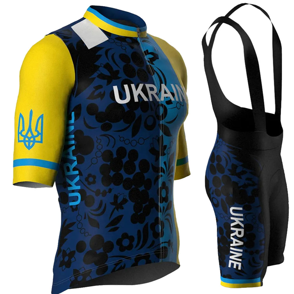Mountain Biking Shorts - ชุดเสื้อจักรยานทีมชาติยูเครน 2026 ชุดเสื้อผ้าปั่นจักรยานฤดูร้อน ชุดเสื้อจักรยานเสือหมอบ กางเกงปั่นจักรยานแบบมีสายรัดเอว ชุดเสื้อจักรยานเสือภูเขา