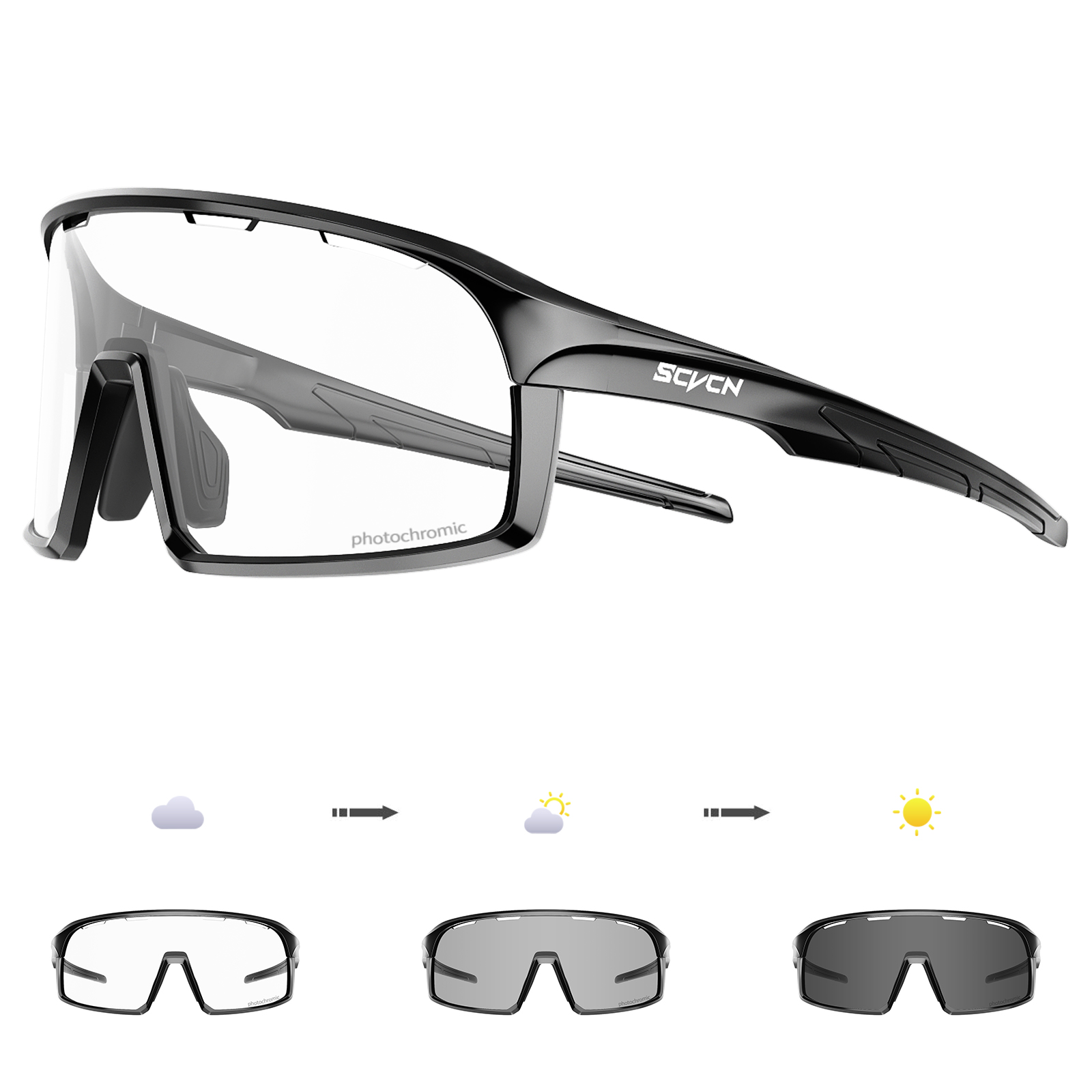 แว่นกันแดดเปลี่ยนสี SCVCN สำหร - Mountain Biking Glasses บทวิจารณ์และราคา